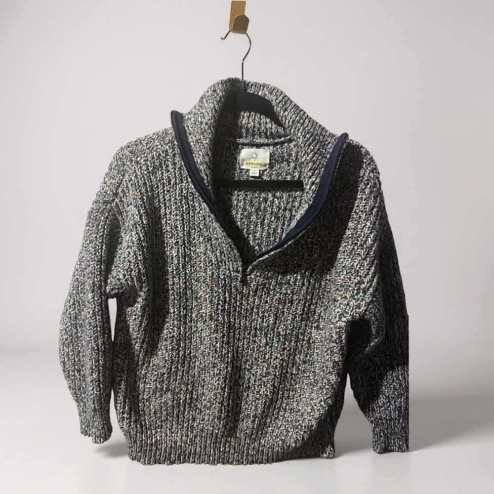 OFFLINE by Aerie Speckled Multicolor Quarter Zip Chunky Knit Sweater‎ M M